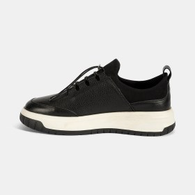 Resim Desa Erkek Siyah Lastik Bağcıklı Deri Sneaker 