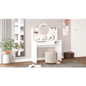 Resim Bohem Makyaj Masası 100cm Aynalı Raflı Çekmeceli Beyaz Boh28-w Beyaz 
