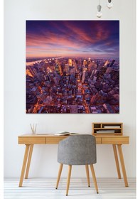 Resim New York Manhathan Gece Şehir Manzara Kanvas Tablo 80 x 80 