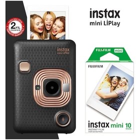 Resim Fujifilm Instax Mini Liplay Hybrid Fotoğraf Makinesi + 10'lu Mini Film Siyah 