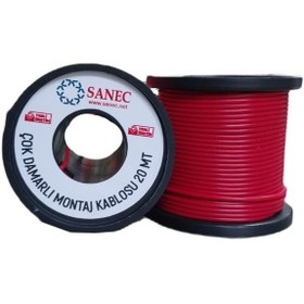 Resim SANEC Çok Damarlı Montaj Kablosu - 22 Awg - 20 Metre - Kırmızı 