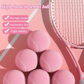 Resim 2/3 Adet Yüksek Esneklikli Tenis Topları - Ultra Kalın Dayanıklı Kauçuk, Açık Sarı/Pembe, Başlangıç Seviyesi Antrenmanlar İçin Taşınabilir, Dış Mekan Pratiği, Profesyonel Oyun ve Evcil Hayvan Çiğneme Oyuncakları (Uçuş Stabilitesi, Rahat Hissiyat), Yumuşak Kauçuk Top 