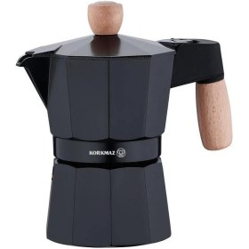 Resim Feyza Design Şık Siyah Moka Pot 150 Ml, 3 Fincan, Güçlü ve Dayanıklı Tasarım 
