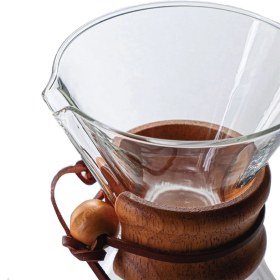 Resim Avatto 800 ml Ahşap Tutacaklı Chemex Cam Kahve Demleme Sürahisi - 6 Cup Isıya Dayanıklı Coffee Pot 