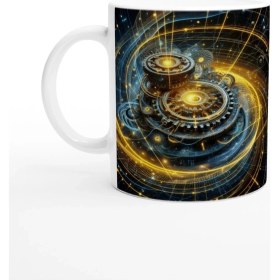 Resim Ikizler Burcu Baskılı Kahve Kupası - Zamanın Çarkları Astroloji Mekanizması Vs1 