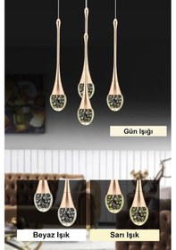 Resim İstanbul Avize Mercure 4'lü Gold Ledli Modern Lüx Avize Gold 