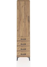 Resim Hyperion Dolap 2 Raflı 4 Çekmeceli Tek Askılı 44x44x195 Çam-çam Çam 