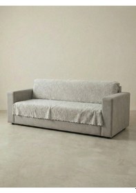 Resim Sofline Kaymaz Tabanlı Tay Tüyü Çekyat, Koltuk, Kanepe Örtüsü Krem 175x210cm Krem 