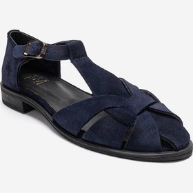 Resim Luvishoes Dexara Lacivert Süet Hakiki Deri Kadın Sandalet 