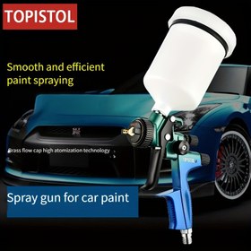Resim Profesyonel HVLP Boya Tabancası Araba Boyama için - 1.3mm Nozul, Düşük Basınç, 260L/Dak Çıkış ve 600ml Bardak 