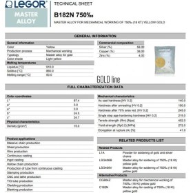 Resim Legor B182N 18K Altın Döküm Işleme Alaşımı 200 Gram 