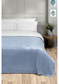 Resim Pierre Cardin Pamuk Battaniye Çift Kişilik Logo Koyu Mavi 