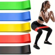 Resim 5 parça yoga elastik bantlar, fitness direnç bantları, güzel kalça halkası gerilim bantları, spor seti, 5 renkli bantlı kalça antrenman ve kaldırma halkaları 