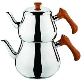 Resim Özkent Piramit Mega Boy Ahşap Çaydanlık 4.9 Lt K350-03 Kahverengi 
