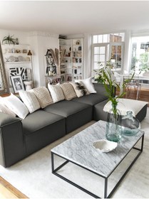 Resim ERİZA Relax Soft 4 Modül Köşe Koltuk Takımı (KOYU ANTRASİT) Keten 650 