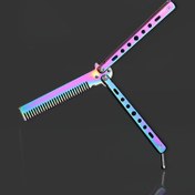 Resim Paslanmaz Çelik Geniş Dişli Saç Tarağı, Dayanıklı Katlanır Metal Sap, Normal Saçlar İçin, CSGO Oyuncuları İçin Taşınabilir Pratik Tarağı ile, Açık Hava Kullanımı 