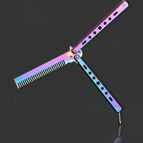 Resim Paslanmaz Çelik Geniş Dişli Saç Tarağı, Dayanıklı Katlanır Metal Sap, Normal Saçlar İçin, CSGO Oyuncuları İçin Taşınabilir Pratik Tarağı ile, Açık Hava Kullanımı 
