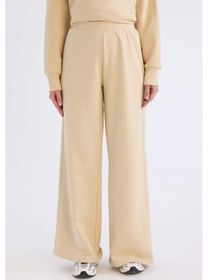 Resim DeFacto Straight Fit Kalın Eşofman Altı Basic Düz Beli Lastikli Geniş Bol Paça E4979AX24WNBG754 Bej 