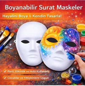 Resim Boyanabilir Surat Model Maske Lastikli Kendin Tasarla 