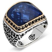 Resim Gumush Gümüş Parlament Mavisi Zirkon Taşlı Erkek Yüzük - 477441750 Gumush
