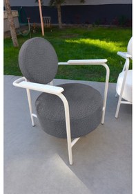 Resim Azra Mobilya Venüs Koltuk Takımı Beyaz İskelet Modern Koltuk Seti Ofis Ve Ev Kullanımı Soft Kumaş Füme 