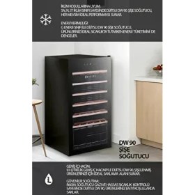 Resim Dijitsu 93 L Kapasiteli Şarap Soğutucu Ahşap Raflı Modern Tasarım 40 dB Sessiz Çalışma 