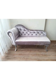 Resim Dekoratif Bihter Koltuk Josefin Puf 130 Cm Gümüş Ayak Gri 