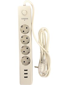 Resim Tenon Termal Akım Korumalı Priz 3xusb Şarj Girişi 4xpriz Girişi 2mt Kablo Uzunluğu 10a,2500watt, 2500 Joule Max. 2 m 