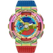 Resim Sones Skmeı Çok Fonksiyonlu Harf Göstergeli Kadranlı Kare Erkek Elektronik Saat, Renk: Altın Çelik Bant 