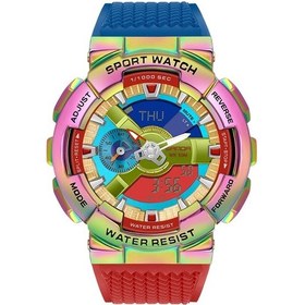 Resim Sones Skmeı Çok Fonksiyonlu Harf Göstergeli Kadranlı Kare Erkek Elektronik Saat, Renk: Altın Çelik Bant 