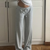 Resim Kadınlar için Düşük Bel Çizgili Flanel Pantolon - Evde Giyim & Hafif, Makinede Yıkanabilir, İlkbahar/Yaz/Sonbahar Günlük Kullanım İçin Bol Kesim Düz Paça Lounge Pantolon 