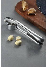 Resim Gümüş Ergonomik Sarımsak Ezici Pratik Paslanmaz Çelik Gövdeli Mutfak Aleti Çelik 