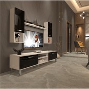 Resim Decoraktiv Eko 5da Mdf Dvd Krom Ayaklı Tv Ünitesi Tv Sehpası - Beyaz - Siyah 