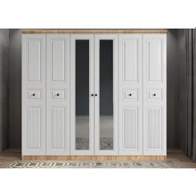 Resim Merina Membran 6 Kapaklı Gardırop Montaj Dahil Çam Beyaz 210 Cm 