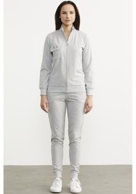 Resim Fermuarlı Jogger Eşofman Takım - Gri 001 