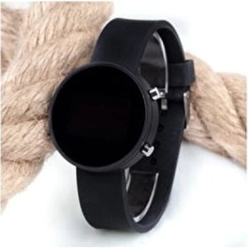 Resim Spectrum Mat Siyah Yuvarlak Dijital LED Ekran Unisex Saat 38 mm Siyah Silikon Kordon Suya Dayanıklı 