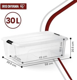 Resim Iris Ohyama Kapaklı Saklama Kutuları, 30 L, 3'lü Set, Şeffaf, Güvenli Tokalar, İstiflenebilir, Çekme Kolları, Yatak Odası, Dolap, Ofis, Organizasyon, BPA İçermeyen Plastik, Giysi Çantası, NTB-30 