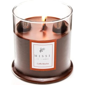 Resim Storemax Üfleme Cam Ahşap Fitilli Coffe Mocha Vegan MUM(380 Gr) 