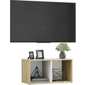 Resim T Designo Tdesıgno Ay Televizyon Sehpası - Ünitesi -Kitaplık-Meşe Beyaz 72 cm 2 Raflı 