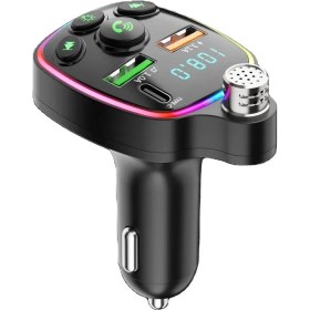 Resim FM Araç Transmitter Bluetooth SD Card Şarj Müzik Radyo Mikrofon Araç İçi Çakmaklık Şarj ve Ses Cihaz 
