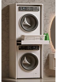 Resim Çamaşır Sepeti Çekmeceli Çamaşır Ve Kurutma Makinesi Banyo Dolabı Antrasit 
