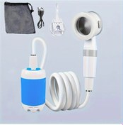 Resim Meridiangoods Blue Akıllı Dijital Ekranlı Şarj Edilebilir Elektrikli Araç Yıkama Pompası Çoklu Sprey Modu Kamp Hiking Seyahat İçin 