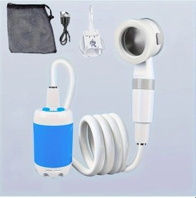 Resim Meridiangoods Blue Akıllı Dijital Ekranlı Şarj Edilebilir Elektrikli Araç Yıkama Pompası Çoklu Sprey Modu Kamp Hiking Seyahat İçin 