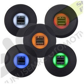 Resim Çift Usb Işıklı Araç Şarj Soketi 12-24V 4.2A Mavi 