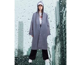 Resim Shopiolog Kadın Erkek Yağmurluk Kapüşonlu Çıtçıtlı Eva Siyah Yağmurluk 