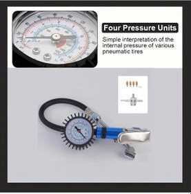 Resim Fochsia Kadranlı Mavi 220psı Şarjlı Çift Başlık Hava Kompresörü Lastik Şişirme 