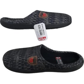 Resim Gezer Erkek Siyah Ortopedik Taban Ev İçi Günlük Terlik 