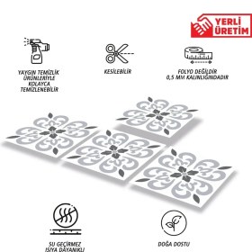 Resim Kendinden Yapışkanlı Banyo Mutfak Kaplama Geometrik 07 Desenli Pvc Karo 30X30 cm (33 Adet) 3m2 