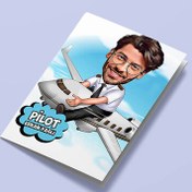 Resim Erkek Pilot Karikatürlü Tebrik Kartı 
