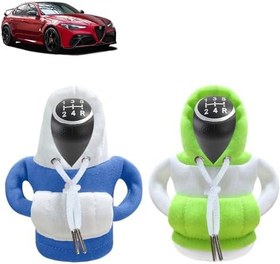 Resim Vites Topuzu Kapüşonlu Kapüşonlu, 2 Parça Araba Vites Topuzu Kapağı, Araba Kapüşonlu Vites Topuzu Araç Değiştirici Dekorasyonu için Kapüşonlu Kapüşonlu 15 x 13 cm Yeşil Mavi 